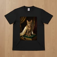 猫（ベンガル）半袖Tシャツ ルネサンス風カラーアート ブラック 男女兼用