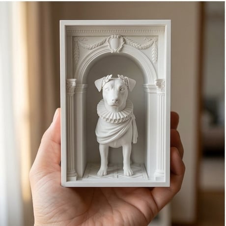 ジャックラッセルテリアのブックヌーク 3Dプリント 白PLA 本棚インテリア