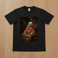 グリーンイグアナ半袖Tシャツ ルネサンス風カラー ブラック 男女兼用