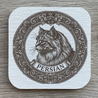 猫（ペルシャ猫）の紋章コースター 4枚セット アンティーク調（珪藻土配合）