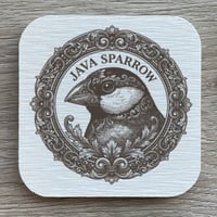 文鳥・ブンチョウの紋章コースター 4枚セット アンティーク調（珪藻土配合）