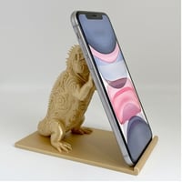 イグアナ（サイイグアナ）のスマホスタンド 卓上 シルクゴールド