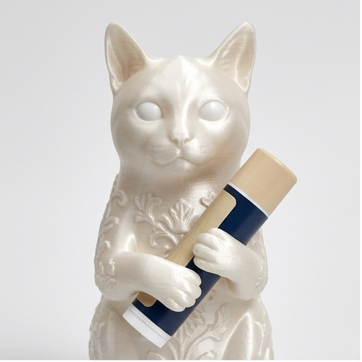 猫の3Dプリント リップケース シルクホワイト キーホルダー | うちの子