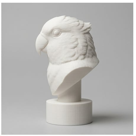 インコ（コザクラインコ）の3Dプリント胸像 白PLA 彫刻 置物 インテリア