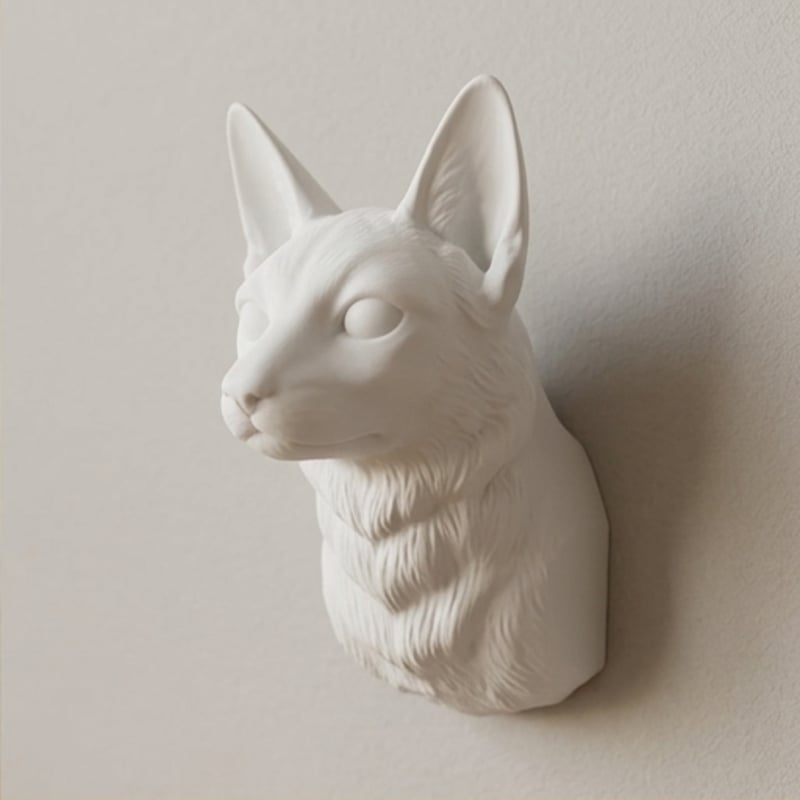 猫（トンキニーズ）の壁掛けレリーフ 3Dプリント 白PLA インテリア