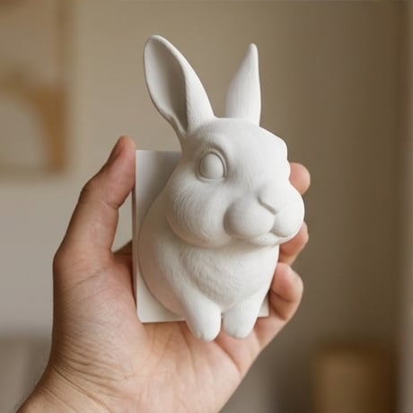うさぎ（ダッチ）の壁掛けレリーフ 3Dプリント 白PLA インテリア