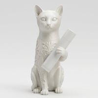 猫（エジプシャンマウ）の3Dプリント リップケース シルクホワイト キーホルダー