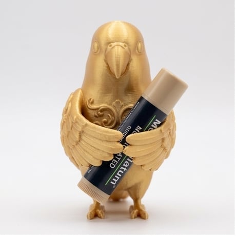コザクラインコのリップケース 3Dプリント シルクゴールド キーホルダー