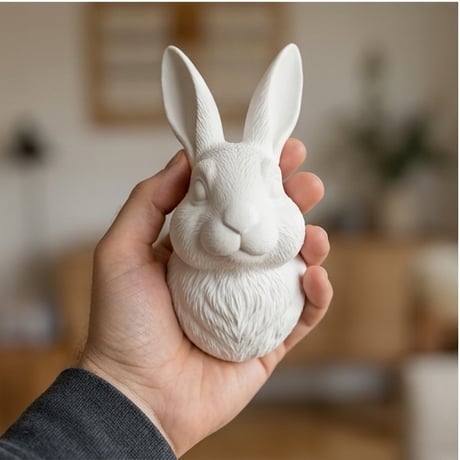 うさぎ（アメリカン）の壁掛けレリーフ 3Dプリント 白PLA インテリア