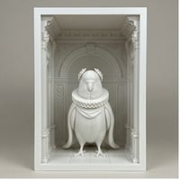 インコ（セキセイインコ）の3Dプリント ブックヌーク 白PLA 本棚インテリア