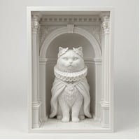 猫（ペルシャ猫）の3Dプリント ブックヌーク 白PLA 本棚インテリア