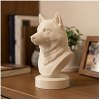 犬（柴犬）の3Dプリント胸像 白PLA 彫刻 置物 インテリア