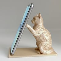 猫（ソマリ）のスマホスタンド 卓上 シルクゴールド