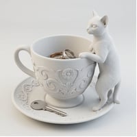 猫（アビシニアン）のアクセサリートレイ 小物入れ マットホワイト