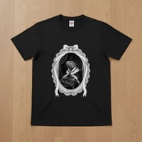 グリーンイグアナ半袖Tシャツ ルネサンス風モノクロ ブラック 男女兼用