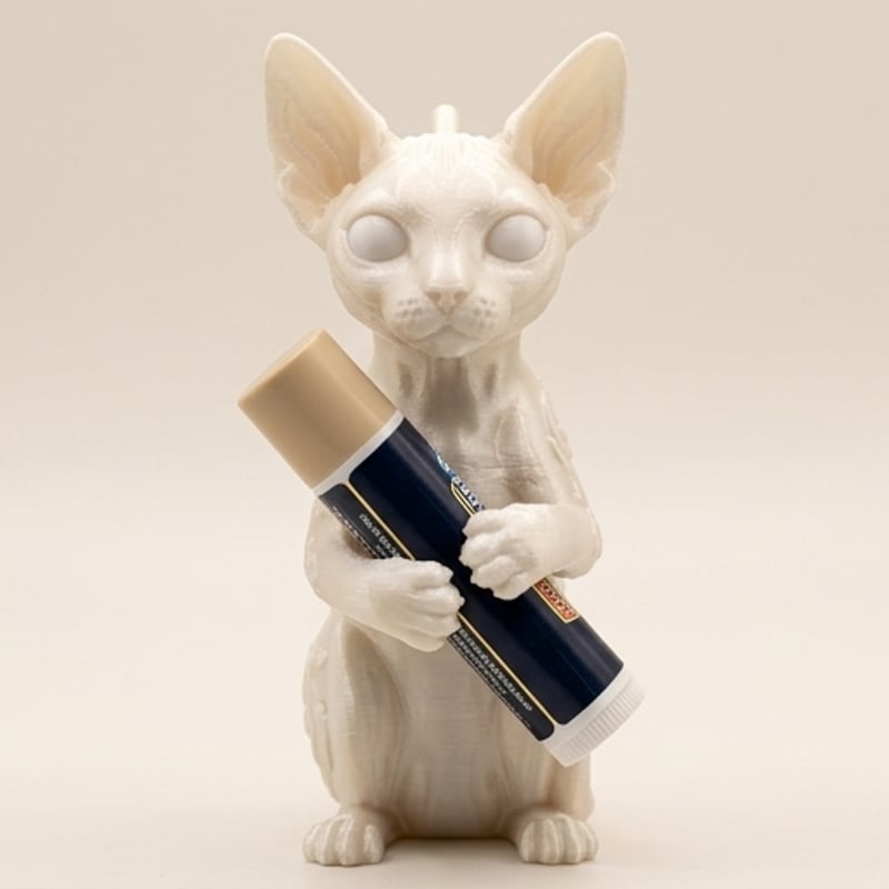 猫（デボンレックス）の3Dプリント リップケース シルクホワイト