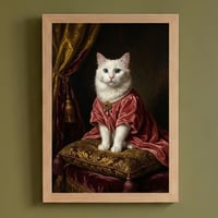猫（ターキッシュアンゴラ）のルネサンス風肖像画 A4額装インテリア壁掛け