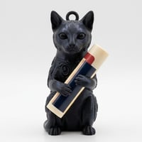 猫（ロシアンブルー）の3Dプリント リップケース シルクブラック キーホルダー