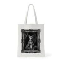 猫（デボンレックス）トートバッグ ルネサンス風モノクロアート 額縁デザイン