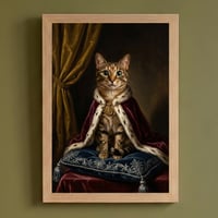 猫のルネサンス風肖像画 油絵風アートA4額装インテリア壁掛け