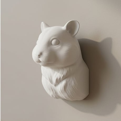 クリームハムスターの壁掛けレリーフ 3Dプリント 白PLA インテリア