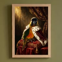 インコ（ズグロシロハラインコ）のルネサンス風肖像画 A4額装インテリア壁掛け