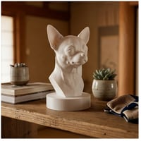 犬（チワワ）の3Dプリント胸像 白PLA 彫刻 置物 インテリア
