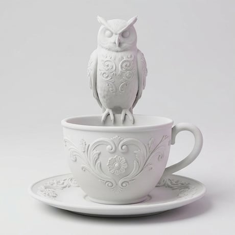 ベンガルワシミミズクのアクセサリートレイ 小物入れ マットホワイト