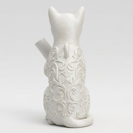 猫（エジプシャンマウ）の3Dプリント リップケース シルクホワイト キーホルダー