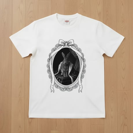 フレミッシュジャイアント半袖Tシャツ ルネサンス風モノクロ ホワイト 男女兼用
