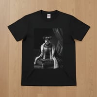 ミニチュアシュナウザー半袖Tシャツ ルネサンス風モノクロ ブラック 男女兼用