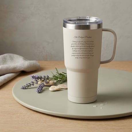 インコ（ダルマインコ）の紋章 タンブラー 両面デザイン 蓋・取っ手付き
