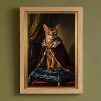 猫（アビシニアン）のルネサンス風肖像画 油絵風アートA4額装インテリア壁掛け