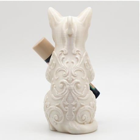 猫（オシキャット）の3Dプリント リップケース シルクホワイト キーホルダー
