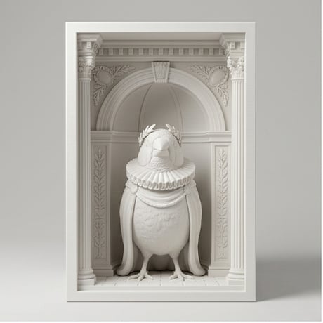 アサヒスズメの3Dプリント ブックヌーク 白PLA 本棚インテリア