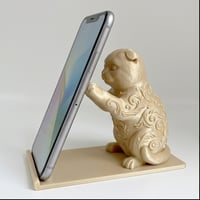 猫（スコティッシュフォールド）のスマホスタンド 卓上 シルクゴールド