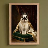 うさぎ（ヒマラヤン）のルネサンス風肖像画 油絵風アートA4額装インテリア壁掛け