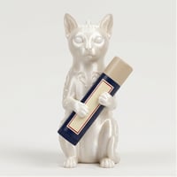猫（エジプシャンマウ）の3Dプリント リップケース シルクホワイト キーホルダー