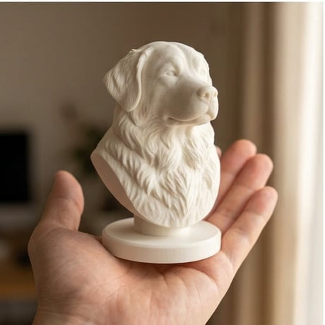 バーニーズマウンテンドッグの3Dプリント胸像 白PLA 彫刻 置物 インテリア