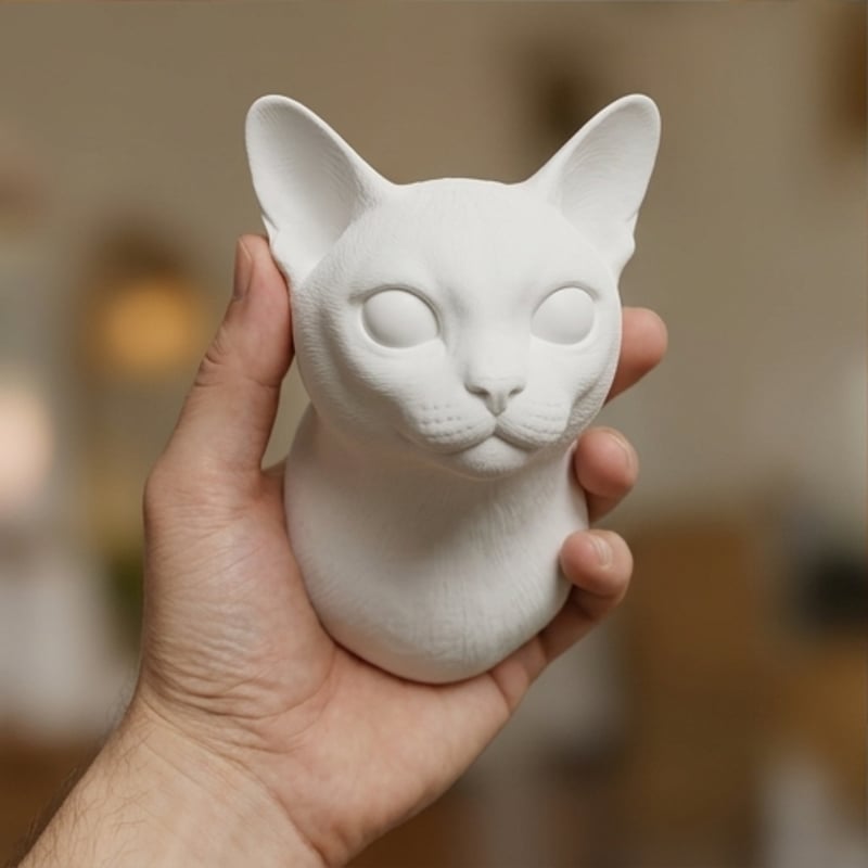 猫（バーミーズ）の壁掛けレリーフ 3Dプリント 白PLA インテリア