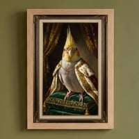 インコ（オカメインコ）のルネサンス風肖像画 油絵風アートA4額装インテリア壁掛け