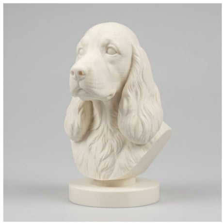 犬（コッカースパニエル）の3Dプリント胸像 白PLA 彫刻 置物 インテリア