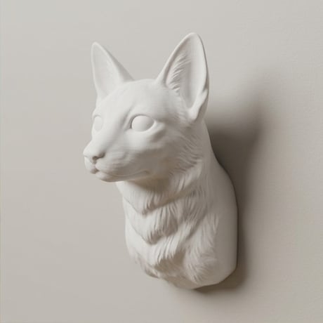 猫（エジプシャンマウ）の壁掛けレリーフ 3Dプリント 白PLA インテリア