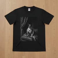 犬（ボストンテリア）半袖Tシャツ ルネサンス風モノクロアート ブラック 男女兼用