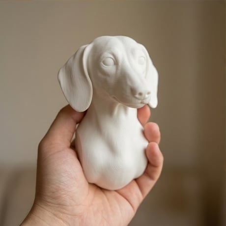 ミニチュアダックスフンドの壁掛けレリーフ 3Dプリント 白PLA インテリア