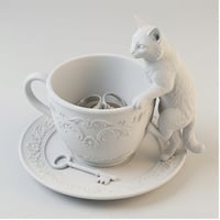 猫（ソマリ）のアクセサリートレイ 小物入れ マットホワイト