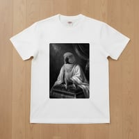 アレクサンドリンインコ半袖Tシャツ ルネサンス風モノクロ ホワイト 男女兼用