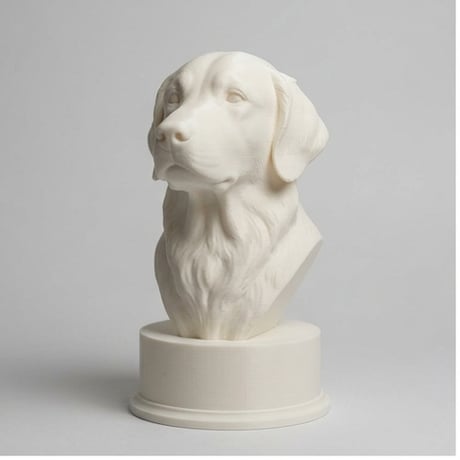 犬（ゴールデンレトリバー）の3Dプリント胸像 白PLA 彫刻 置物 インテリア