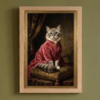 猫（ラグドール）のルネサンス風肖像画 油絵風アートA4額装インテリア壁掛け