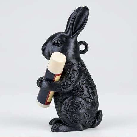 うさぎ（ヒマラヤン）の3Dプリント リップケース シルクブラック キーホルダー